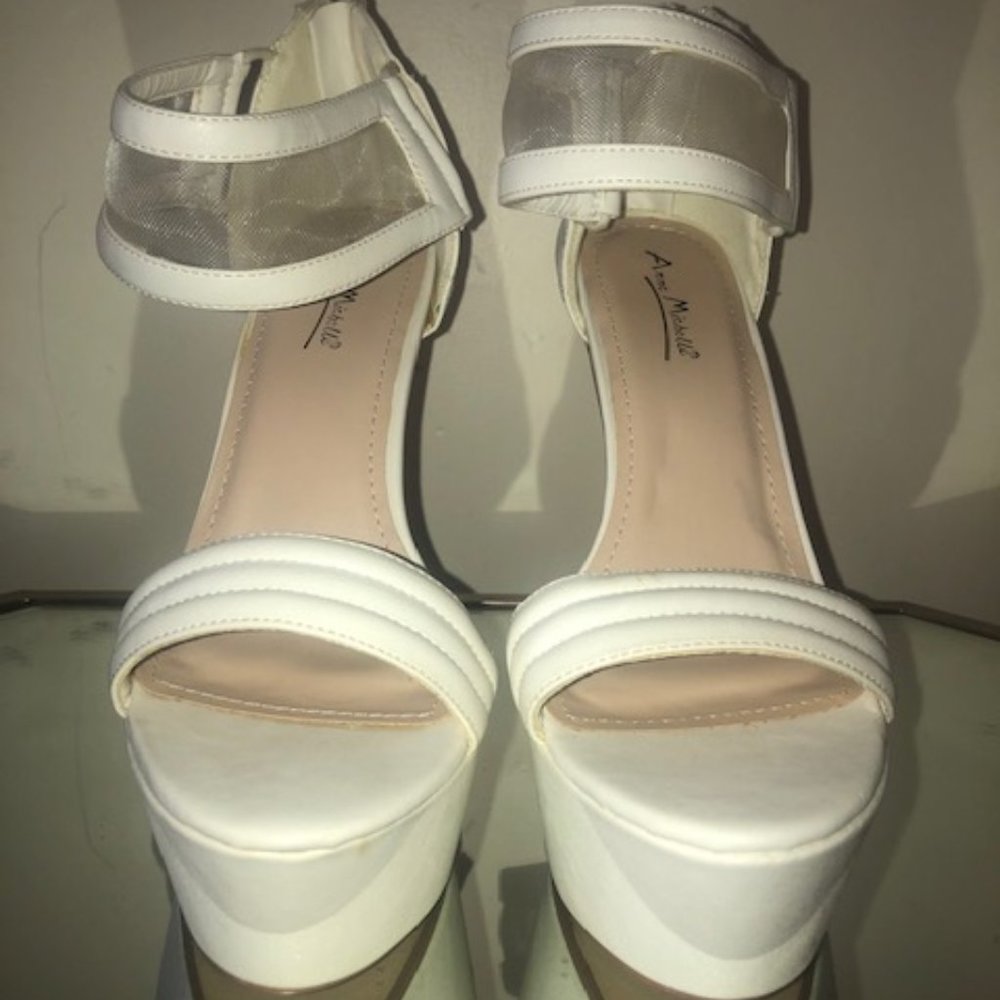 White Ankle Platform Pumps
